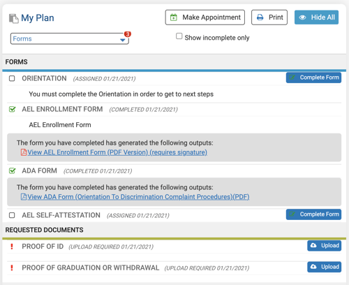 enrollment form