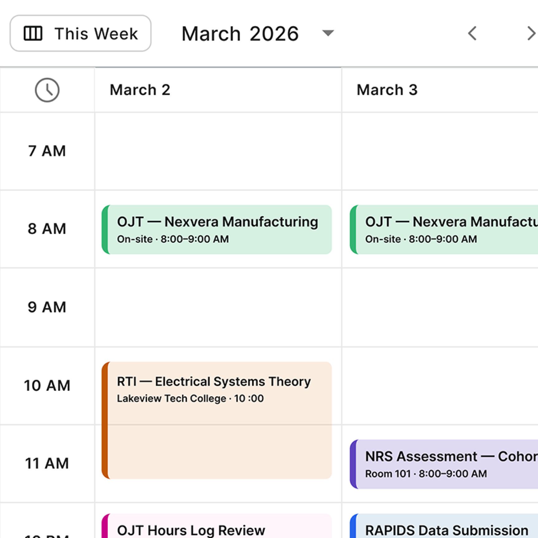 Integrated Calendar Sync-apprenticeship